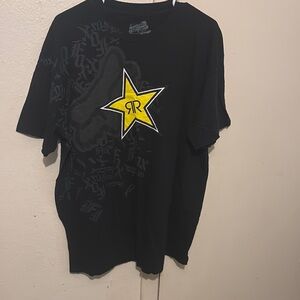 Black T-Shirt with Yellow Star Graphic